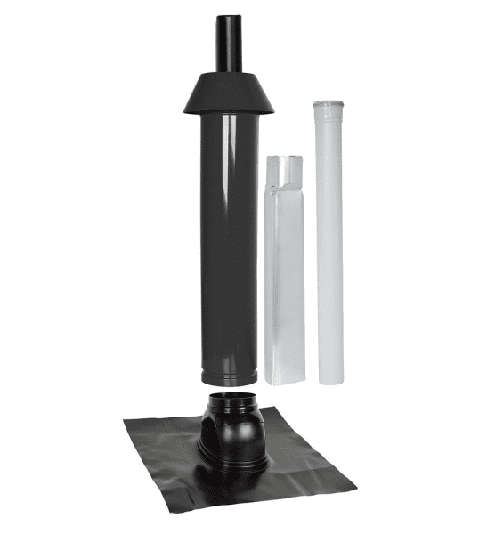 Mündungspaket Skobifix XXs Schrägdach 35 Grad - 55 Grad, DN 80/125 schwarz, 1,0m