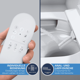 Grohe Sensia Dusch-WC Komplettanlage für Unterputzspülkästen, Rimless, Triple Vortex, HyperClean, Al