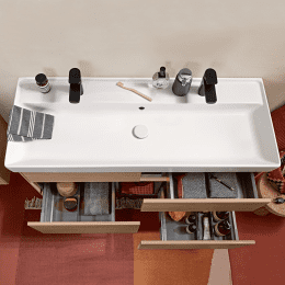 Villeroy & Boch Collaro Möbelwaschtisch, 120x47 cm, mit Überlauf, 2 hahnlöchern, CeramicPlus, Alpinw