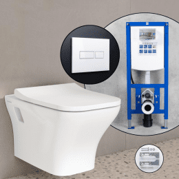 Vitra Matrix Komplett-SET Wand-WC mit neeos Vorwandelement, Betätigungsplatte mit eckiger Betätigung