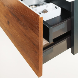 evenes WTU + Keramik-WT ELA Korpus schwarz smt - Front Eiche Furnier dunkel, 910x420x510 mm