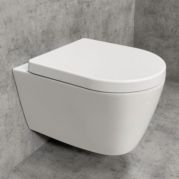 PREMIUM 100 Wand-Tiefpül-WC-SET, spülrandlos, oval, mit WC-Sitz
