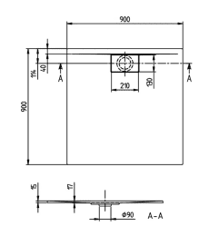 Villeroy & Boch Architectura MetalRim - Duschwanne, 90x90 cm, Anthrazit