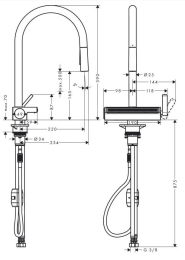 Hansgrohe Aquno Select M81 Küchenarmatur, ausziehbar, schwenkbar schwarz matt