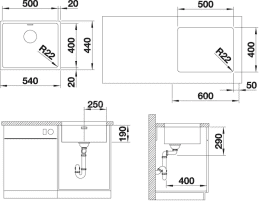 Blanco Andano 500 - Edelstahlspüle 54x44 cm