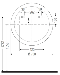 Happy D.2 Plus Spiegel, Durchmesser 700 mm, mit LED-Beleuchtung und Spiegelheizung