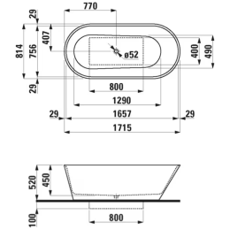 LAUFEN Kartell freistehende Badewanne 171,5 x 81,5 cm weiß matt