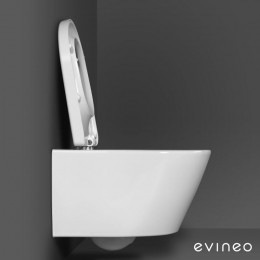 Evineo ineo Wand-Tiefspül-WC-SET, spülrandlos, mit WC-Sitz, abnehmbar, antibakteriell