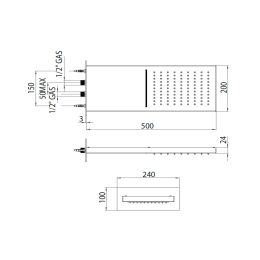 Bossini Manhattan Kopfbrause 2 Strahlarten mit Schwall 500 x 200 x 24 cm schwarz matt Bossini Manhattan Kopfbrause 2 Strahlarten mit Schwall 500 x 200 x 24 cm schwarz matt