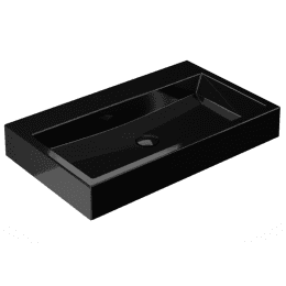 Treos Black Series Mineralguss Waschbecken ohne Hahnloch 700 x 420 mm schwarz glanz