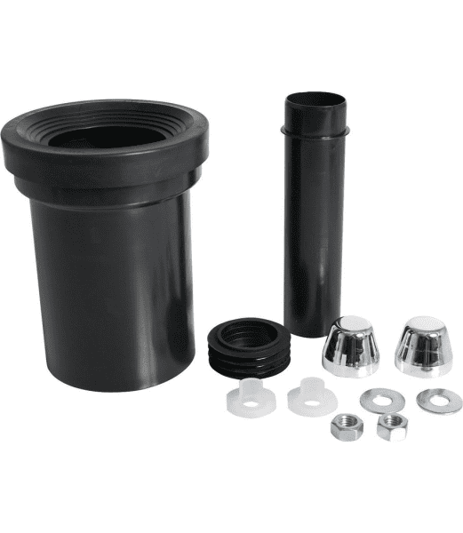 Otto Haas WC-Anschlussgarnitur mit Abflussrohr 110 mm und verchromten Kappen