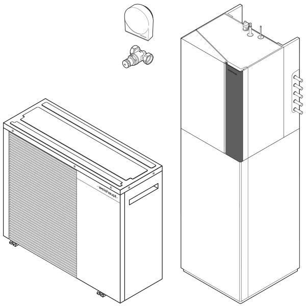 Weishaupt Paket WSB 8-A-RMEK-AI Weishaupt Luft/Wasser-Splitblockwärmepumpe für Anschluss oben