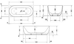 Duravit Luv freistehende Badewanne, oval 1800x850 mm weiß matt