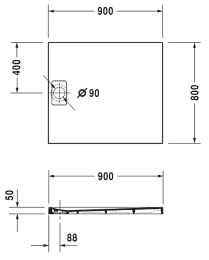 Duravit Stonetto Duschwanne, 900x800 mm, anthrazit matt