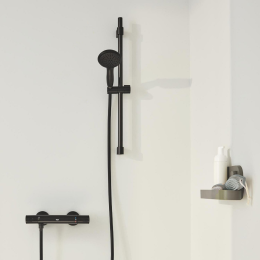 Grohe Duschset QuickFix Precision Start - Duschset mit Thermostat, schwarz matt