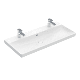Villeroy & Boch Avento Möbelwaschtisch, 100x47 cm, mit Überlauf, 2 Hahnlöchern, Alpinweiß