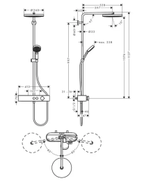 Hansgrohe Pulsify S Brauseset mit Thermostat, Durchmesser 26 cm, 3 Strahlarten, Bronze gebürstet