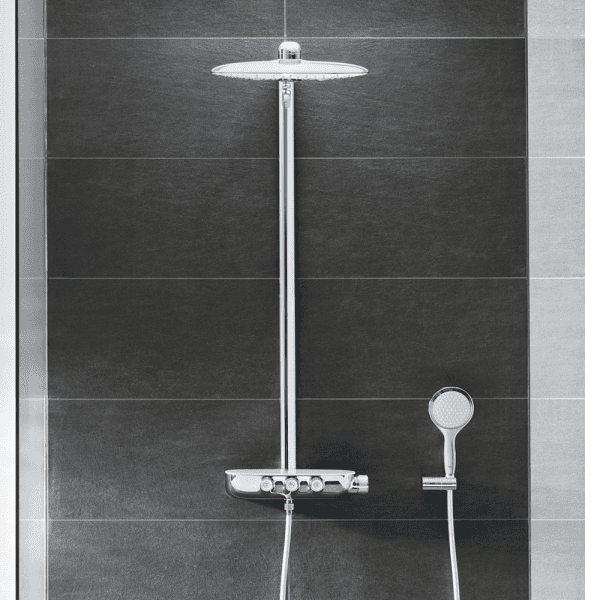 Grohe Rainshower SmartControl Aufputz-Duschsystem mit Thermostat mit EcoJoy, chrom/moon white