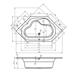 Riho Winnipeg 145x145 cm, weiß Kein System