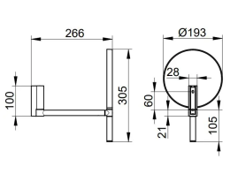 Keuco PLAN Kosmetikspiegel, Vergrößerung 1-fach, 5-fach chrom