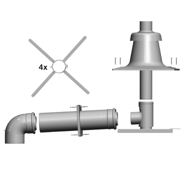 WOLF Anschluss-Set DN80/125 - C93x DN80 im Schacht, Abdeckung edst.