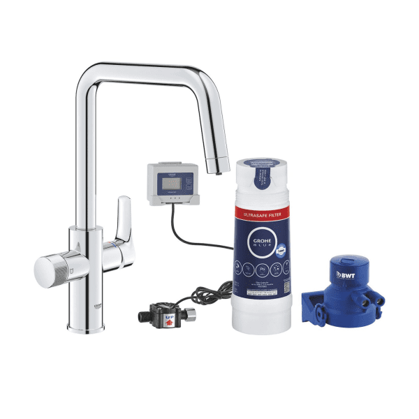 Grohe Blue Pure Set Spültischarmatur Start mit Ultrasafe-Filter, Chrom