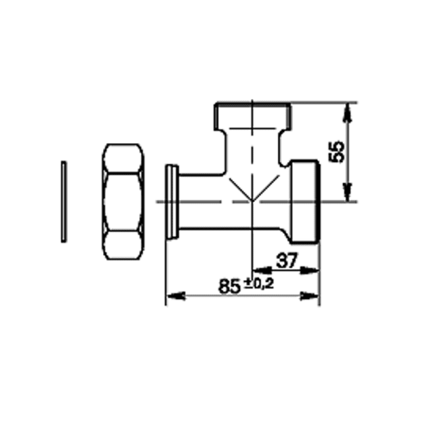 Viessmann T-Stück ohne Rückschlagklappe G 1 1/2 x 1 1/4 x 1 1/2