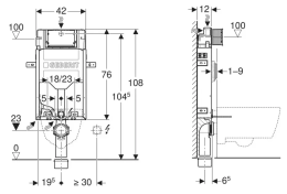 Geberit Kombifix Installationselement für Wand-WC, 108 cm, Unterputz-Spülkasten SIGMA 12 cm