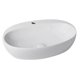 evenes Aufsatz-Waschtisch Elanda 600x420 mm Keramik mit Hahnloch weiß glänzend
