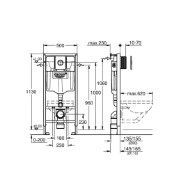 Grohe Rapid SL Set Vorwandelement für Wand-WC, Höhe 1,13 m, Betätigungsplatte Nova Cosmopolitan, Chr