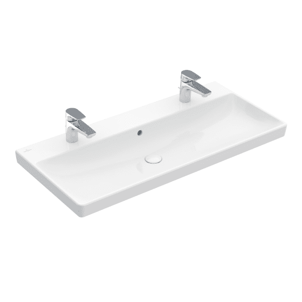 Villeroy & Boch Avento Möbelwaschtisch, 100x47 cm, mit Überlauf, 2 Hahnlöchern, Alpinweiß