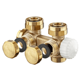 IMI HEIMEIER Ventilblock IMI Multilux 4-Set DX, Zwei-und Einrohrbetrieb, DN20(3/4"), weiß RAL 9016