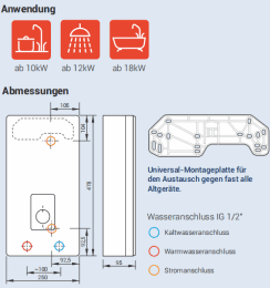 Kospel Elektrischer Durchlauferhitzer PPE4.M Medium-10/11/12/15