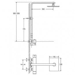 Treos Serie 178 Thermostat-Duschsystem mit Regenbrause 14,5 x 20 cm