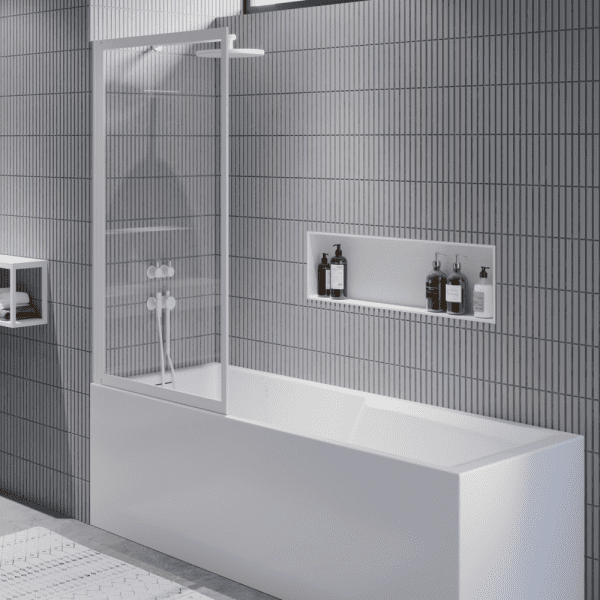 Riho LUCID Badewannenaufsatz 80x150 weiß matt 200 Höhe, Profilfarbe weiß matt