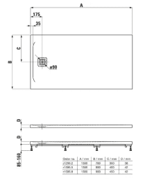Laufen Pro Rechteck-Duschwanne mit Gelcoat rutschhemmend 130x80 cm weiß matt