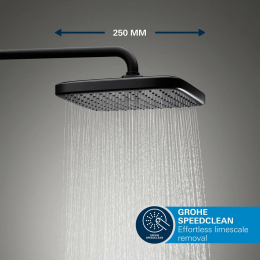 Grohe Brauseset mit Unterputz-Thermostat, mit Einbaukörper, 25x25 cm, 2 Strahlarten, schwarz matt