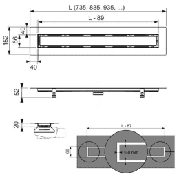 Tece TECEdrainline Duschrinne 80 cm, zum Aufbringen von Fliesen, mit Bauzeitschutz, Edelstahl