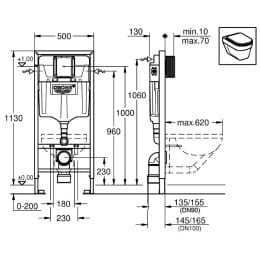 Grohe Rapid SL 3 in 1-Set Montageelement für WC 113 cm Spülkasten GD 2 Grohe Rapid SL 3 in 1-Set Montageelement für WC 113 cm Spülkasten GD 2