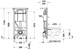 Duravit DuraSystem Vorwandelement H: 114,8 cm, für Wand-WC Duravit DuraSystem Vorwandelement H: 114,8 cm, für Wand-WC