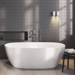 Riho Oval-Badewanne 170 x 80 cm freistehend, 265 Liter, Seidenmatt weiß