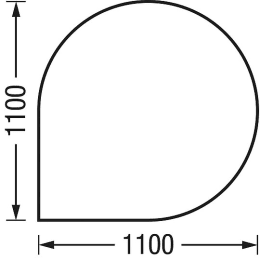 Oranier Bodenplatte Tropfen B7 aus Glas 6 mm, 1.100 x 1.100 mm, für Kaminofen