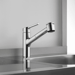 KWC Spültischmischer KWC Luna E herausziehbare Geschirrbrause Ausladung 220 mm chrom