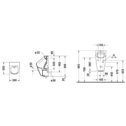 Duravit ME by Starck Elektronik-Urinal, rimless für Batterieanschluss weiß ohne Fliege Duravit ME by Starck Elektronik-Urinal, rimless für Batterieanschluss weiß ohne Fliege