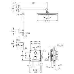 Grohe Grohtherm Unterputz-Duschsystem mit Thermostat chrom Grohe Grohtherm Unterputz-Duschsystem mit Thermostat chrom
