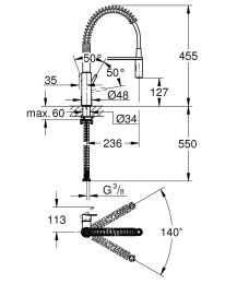 Grohe Get Spültischarmatur mit Geschirrbrause und Umschalter, verchromt