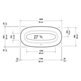 Duravit White Tulip Freistehende Badewanne, 1800x900 mm, ClickClack, weiß
