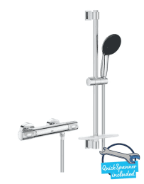 Grohe Precision Feel Duschset mit Thermostat, 3 Strahlarten, Chrom