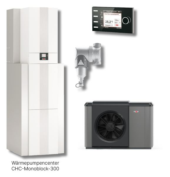 Wolf Paket WP-Center Monoblock 10/300 inkl. CHA10/400V+WW-Speicher+BM-2