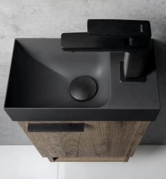Sapho Small Beton-Waschbecken, 31x17 cm, ohne Überlauf, Hahnloch rechts, Anthrazit